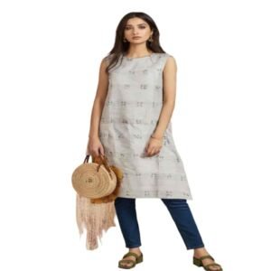 Buy Sleeveless Grey Cotton Kurti for Women | Stylish Casual Wear | Arzao Fashion