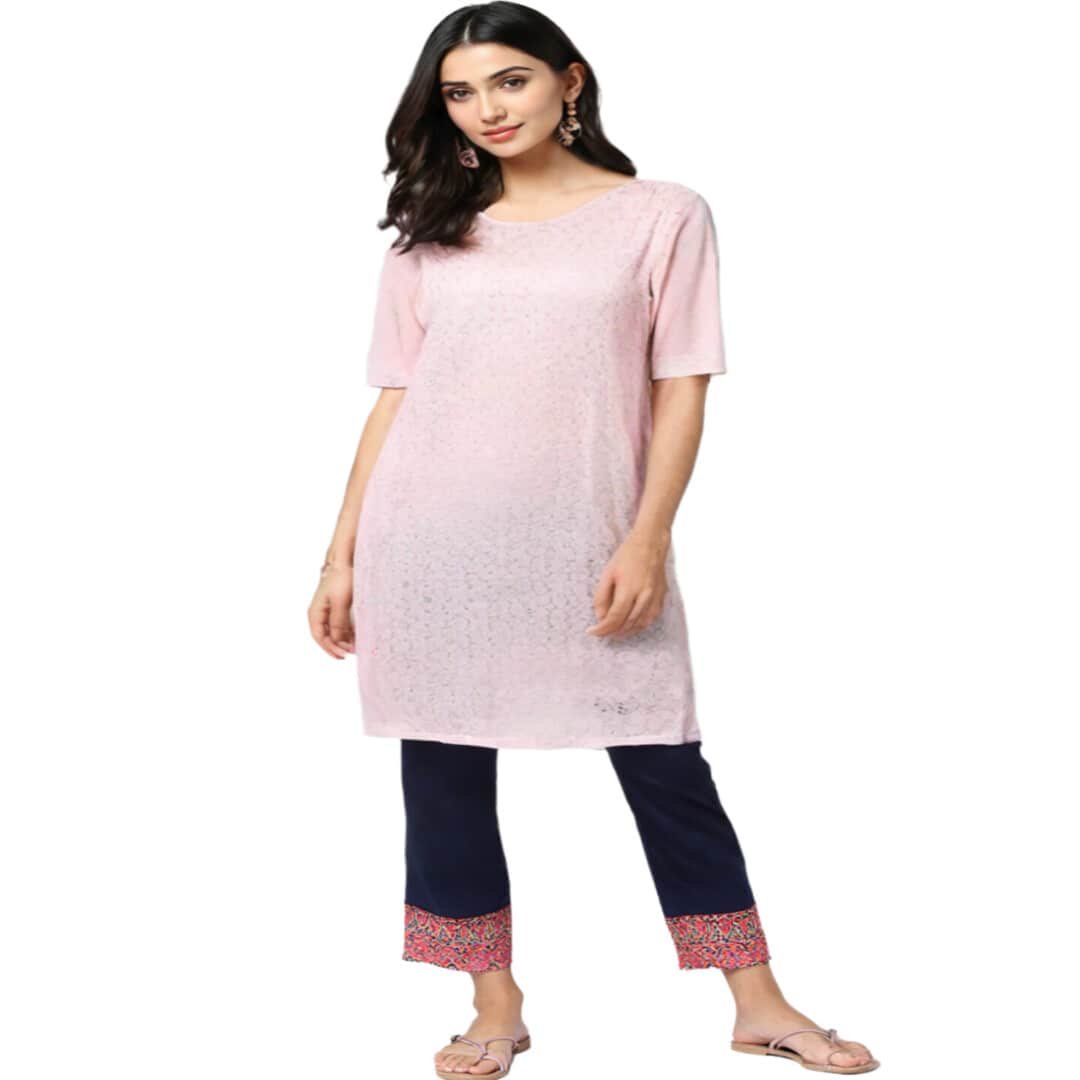 Buy Light Pink Cotton Kurti for Women | Elegant Casual Wear | Arzao Fashion