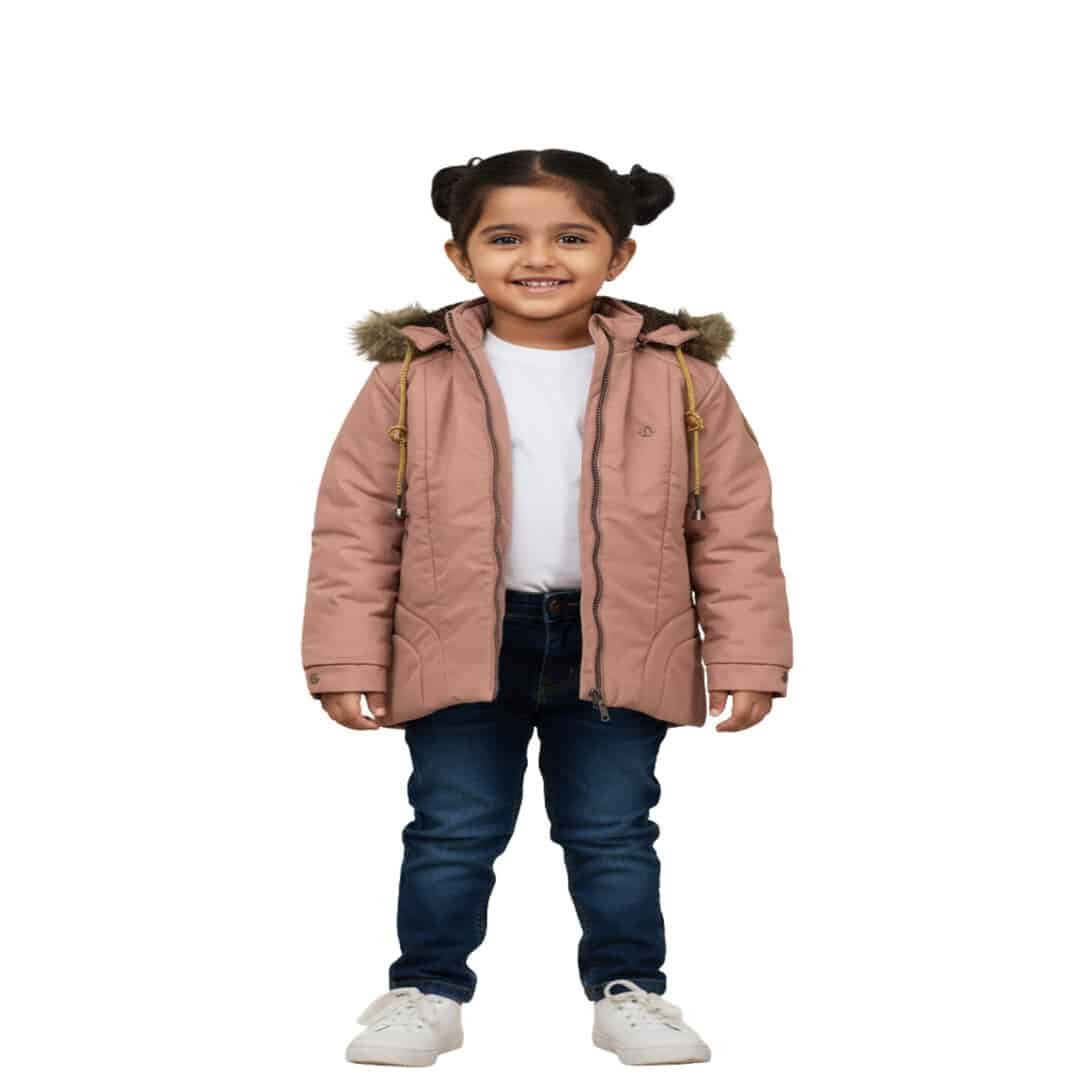 Girls' Dust Pink Winter Jacket for 5-6 Years – Stylish & Comfortable | Arzao.