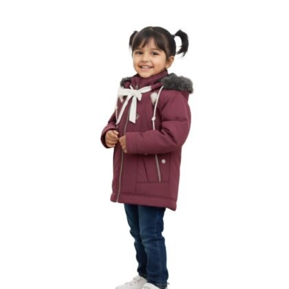 5-6 Year Old Girls Pink Winter Jacket | Warm Hooded Coat for Kids | Arzao