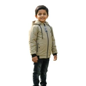 Boys beige winter jacket with hood – Arzao Kids Fashion