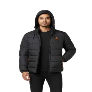 Men’s Black Hooded Winter Jacket – Warm & Stylish Puffer Coat | Arzao