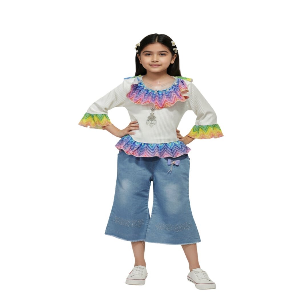 Stylish Girls Top and Jeans Set | Trendy Kids Fashion | Arzao.com