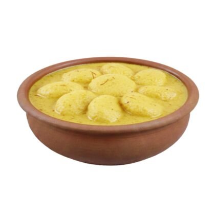 Fresh Rasmalai Served in Traditional Clay Pot – Soft Bengali Sweet in Saffron Milk