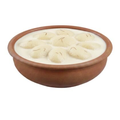White Rasmalai Served in Clay Pot – Soft Bengali Sweet in Cardamom Milk